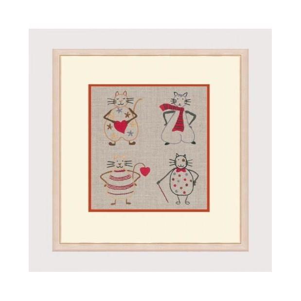 Broderie traditionnelle - 4 chats - Kit de broderie - Le bonheur des dames Broderie Le bonheur des dames 