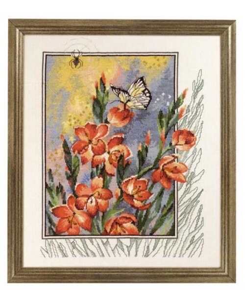 Fleurs avec papillon - Kit de broderie Broderie Permin 