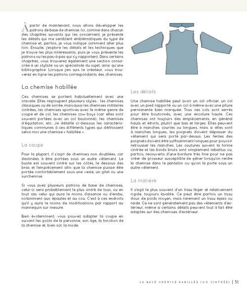 La chemise - Guide complet - Conception construction et patronnage Livre Eyrolles 