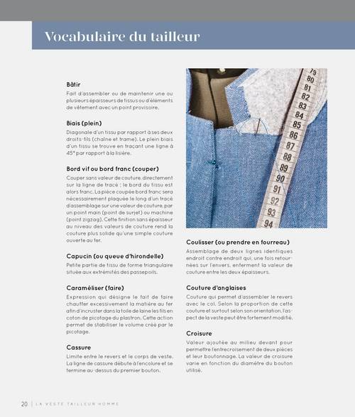 La veste tailleur - Homme - Guide de montage traditionnel - Sébastien Espargilhé Livre Eyrolles 