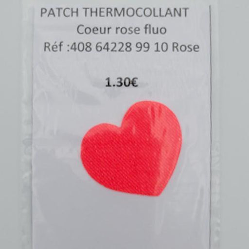 Patch - Ecusson Coeur rose fluo Mercerie 3b com 