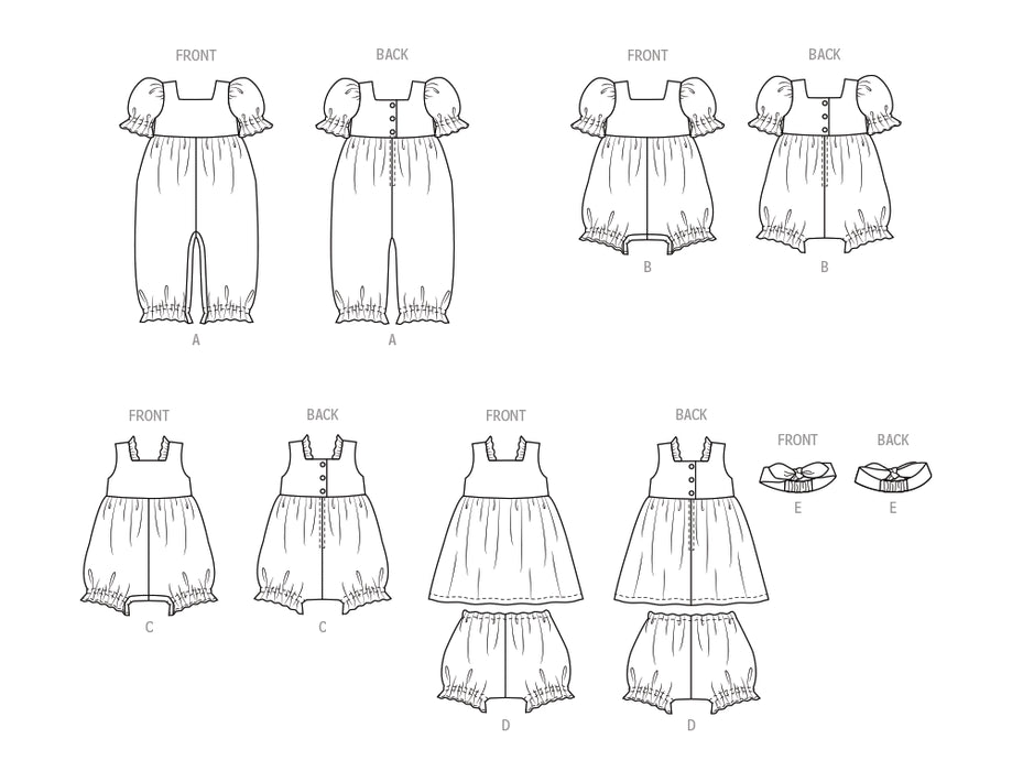 Patron Butterick - Barboteuse, Culotte, Robe, Bandeau Patron Butterick 