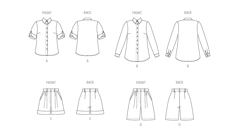 Patron Butterick - Chemise, Short Patron Butterick 