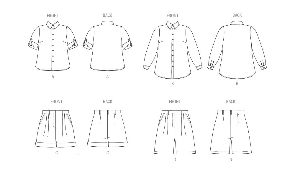 Patron Butterick - Chemise, Short Patron Butterick 