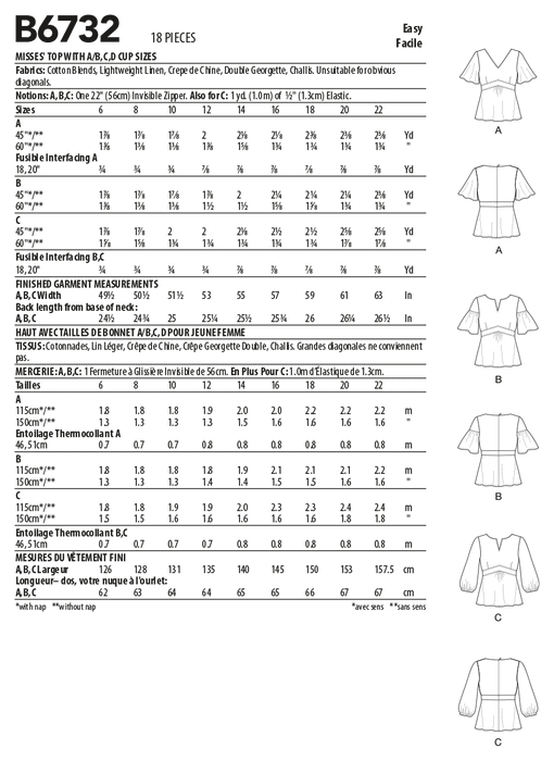 Patron Butterick - Haut Patron Butterick 