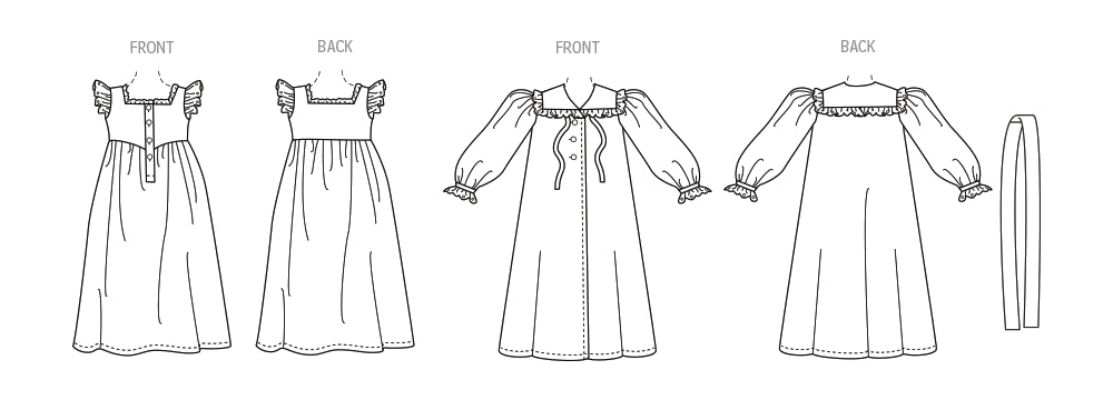 Patron Laura Ashley - Ceinture, Chemise, Chemise de nuit, Corsage, Haut, Robe, Robe de chambre Patron McCall's 