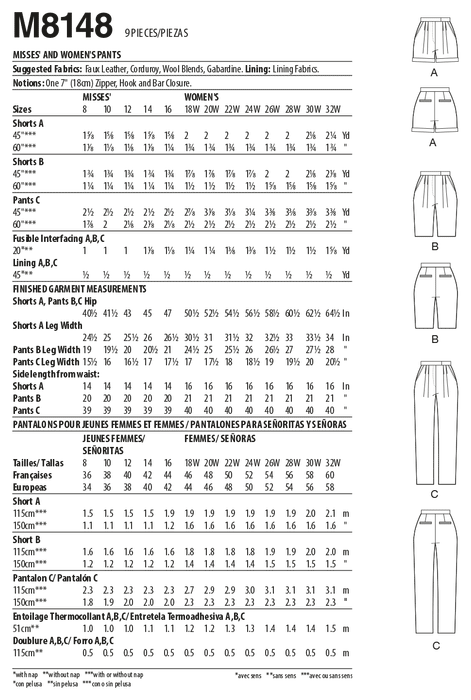 Patron McCall's - Ceinture, Pantalon, Short Patron McCall's 