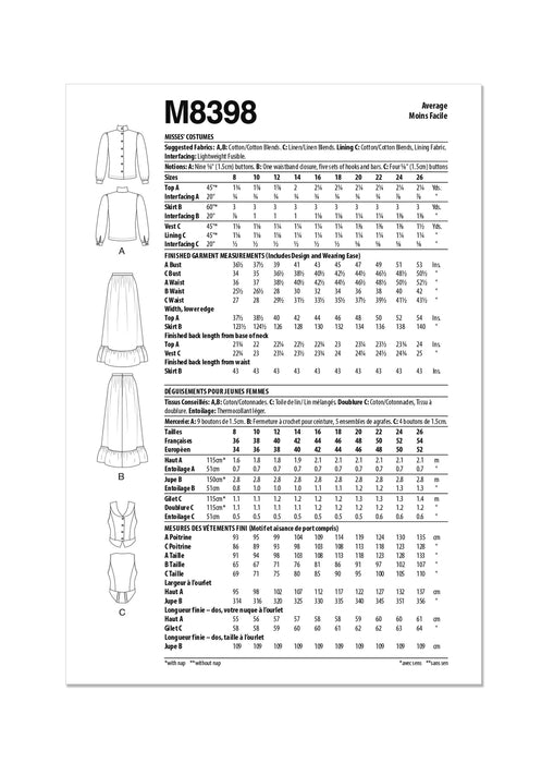 Patron McCall's - Gilet, Haut, Jupe, Déguisement Patron McCall's 