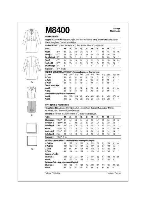 Patron McCall's - Gilet, Manteau, Déguisement Patron McCall's 