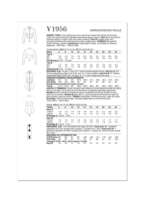Patron Vogue - Corset, Haut Patron Vogue 