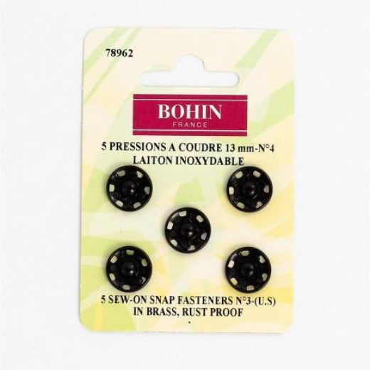 Pression à coudre - Taille 6 à 13 mm couleur noir - Bohin Mercerie Bohin 13 mm 