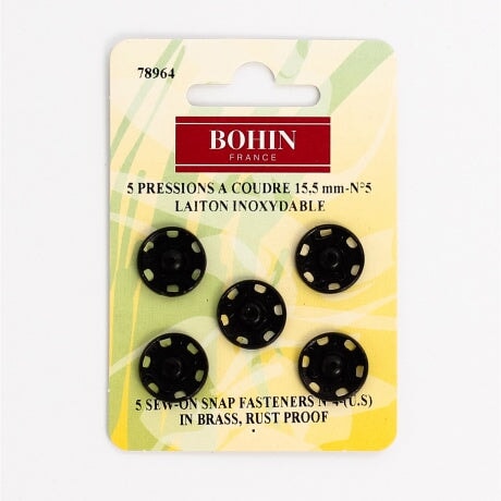 Pression à coudre - Taille 6 à 13 mm couleur noir - Bohin Mercerie Bohin 15.5mm 