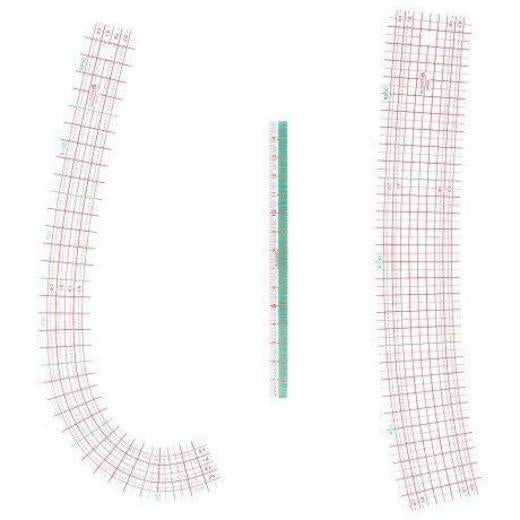 Règles courbes x2 avec mini règle de 15cm Mercerie Clover 