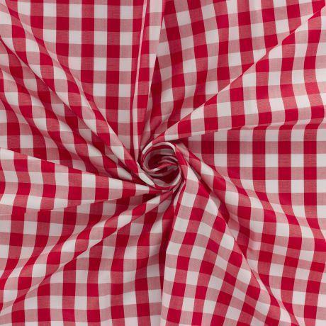 Tissu vichy popeline coton 10/10mm rouge Tissus Maison du Haut Mercier 